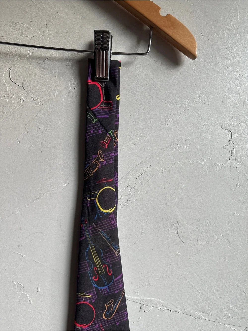 Vintage Ralph‎ Marlin Jazz Instrument Necktie Music Notes Novelty Tie 1995